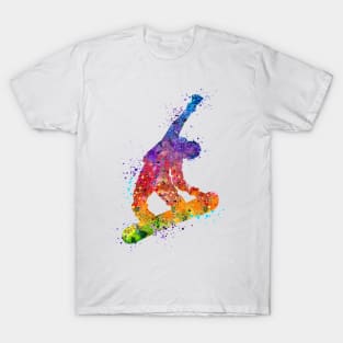 Snowboard Boy Trick Watercolor T-Shirt